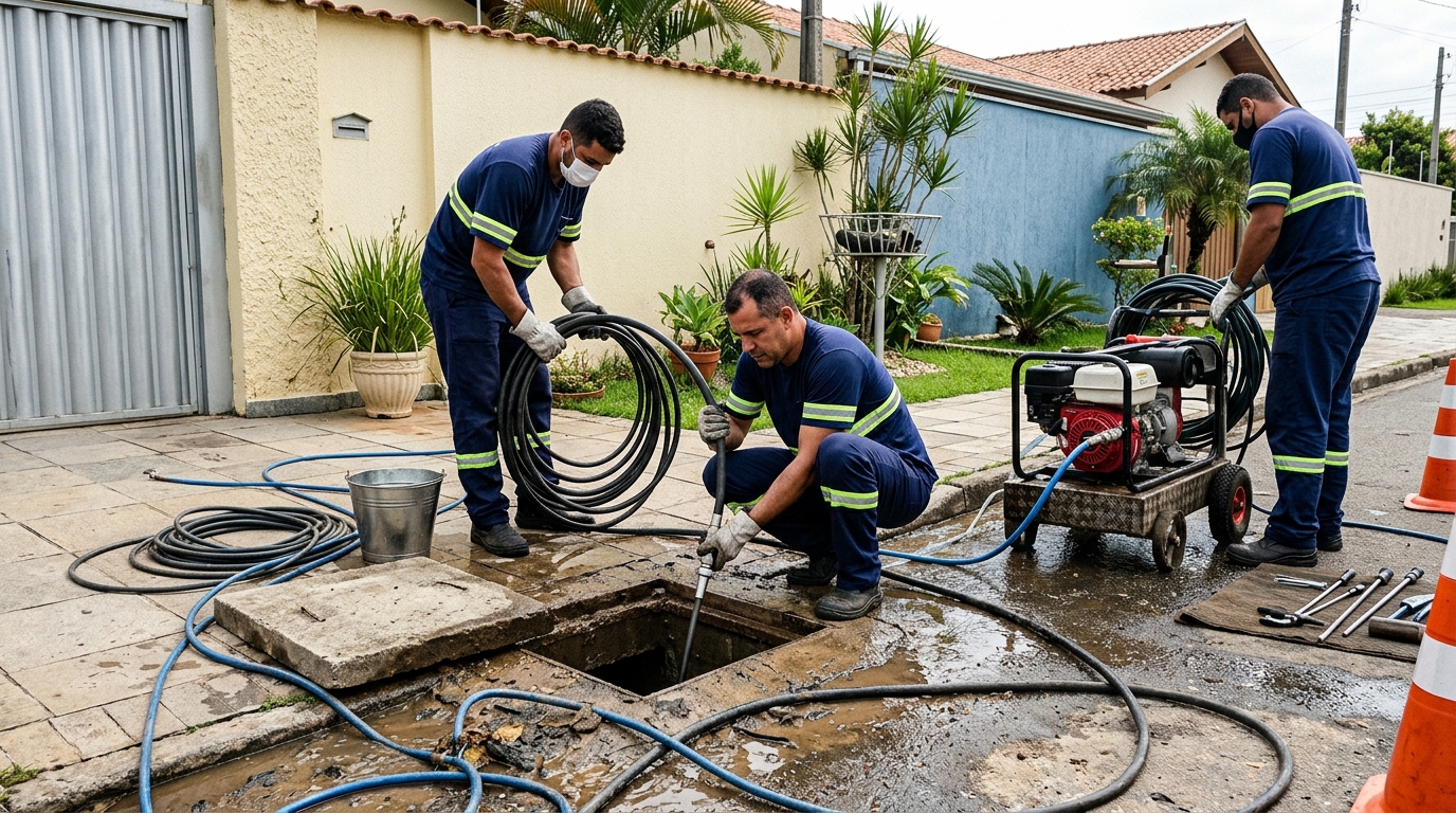 Desentupimento de esgoto residencial em Belém-PA